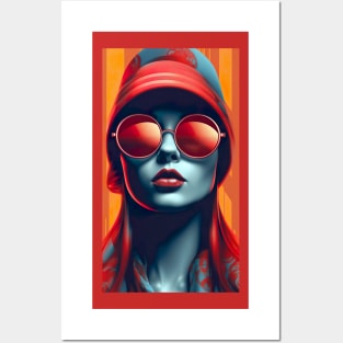 Red Shades retro fashion girl for hotels, spas and salon Posters and Art